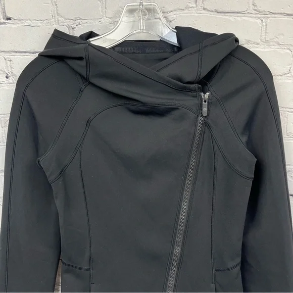 Lululemon Every Journey Hoodie Asymmetrical Zip Black Sz 2